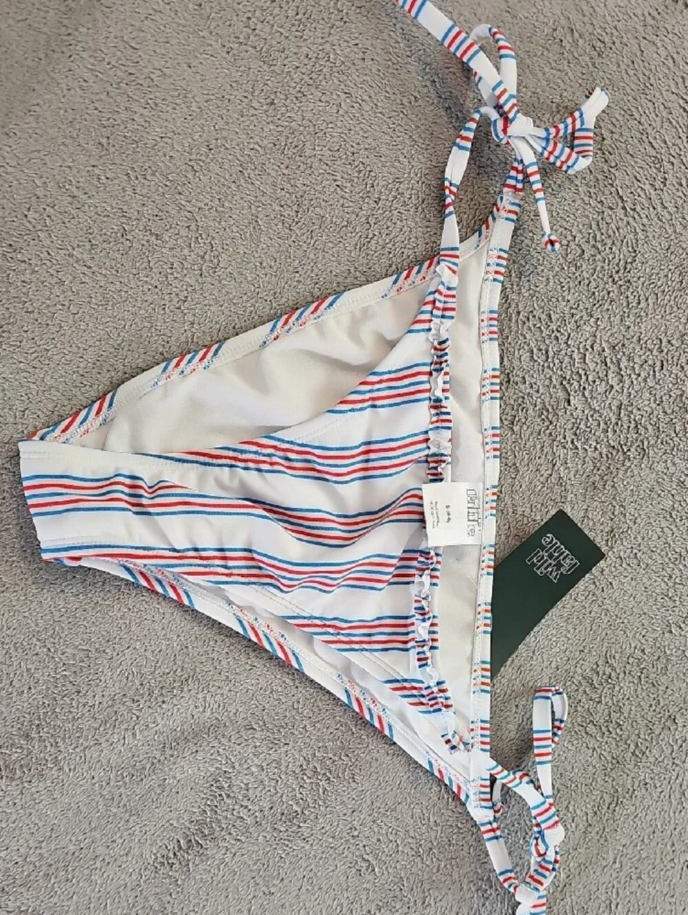 Wild Fable Women S Textured Ruffle Edge Red/White/Blue Triangle Style Bikini Set